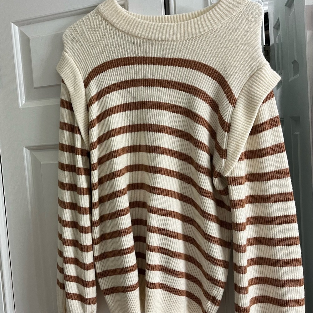 Striped Brown and White Women's Sweater